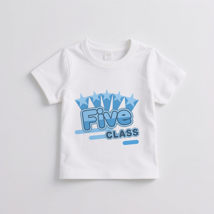 Parent-Child T-Shirt - "Five Class Star" Fashion Printed Short Sleeve - Image 2