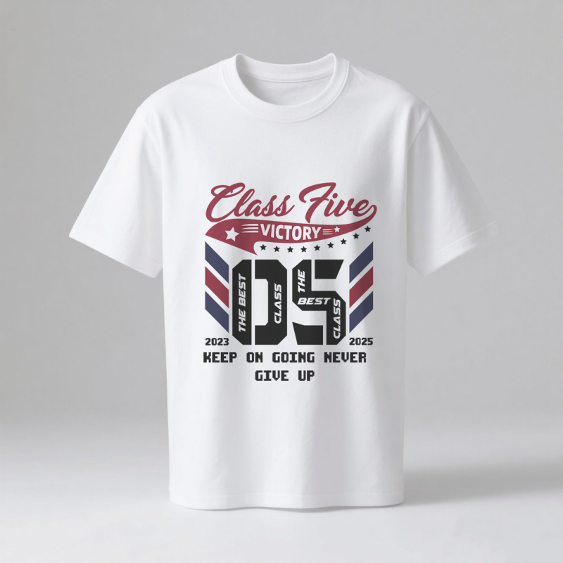 "Class Five Victory" Trendy Printed Short Sleeve