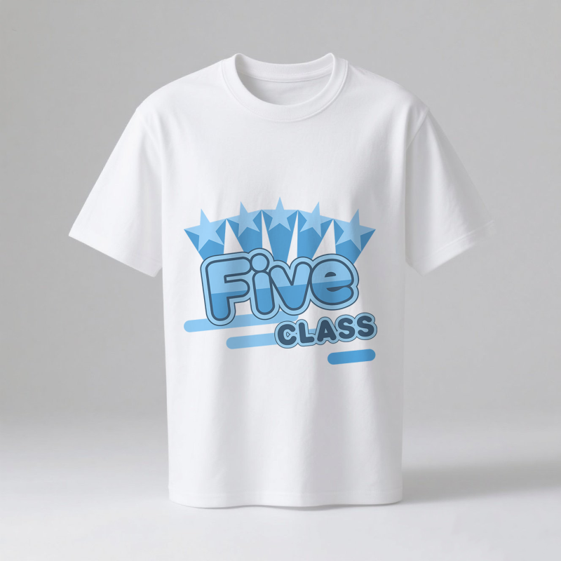 Parent-Child T-Shirt - "Five Class Star" Fashion Printed Short Sleeve
