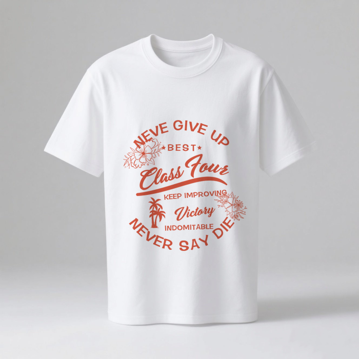 "Class Four Spirit" Trendy Printed Short Sleeve