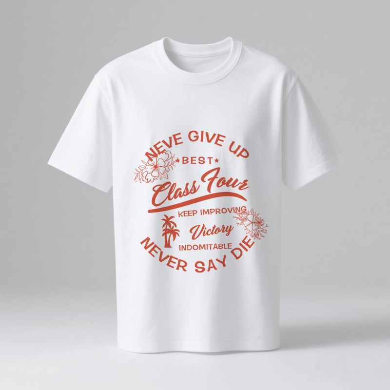 "Class Four Spirit" Trendy Printed Short Sleeve